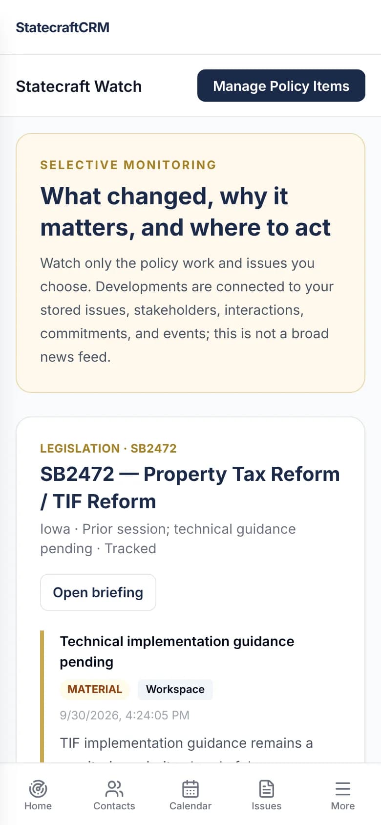 Statecraft Watch in a phone browser